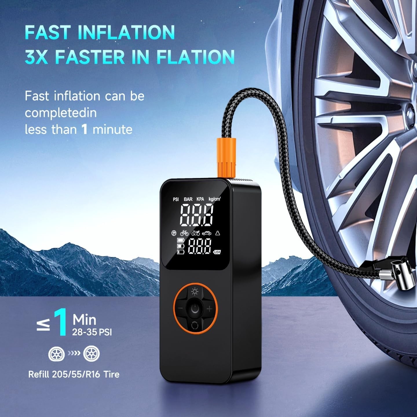 150PSI Cordless Electric Tire Inflator with 20000mAh Battery